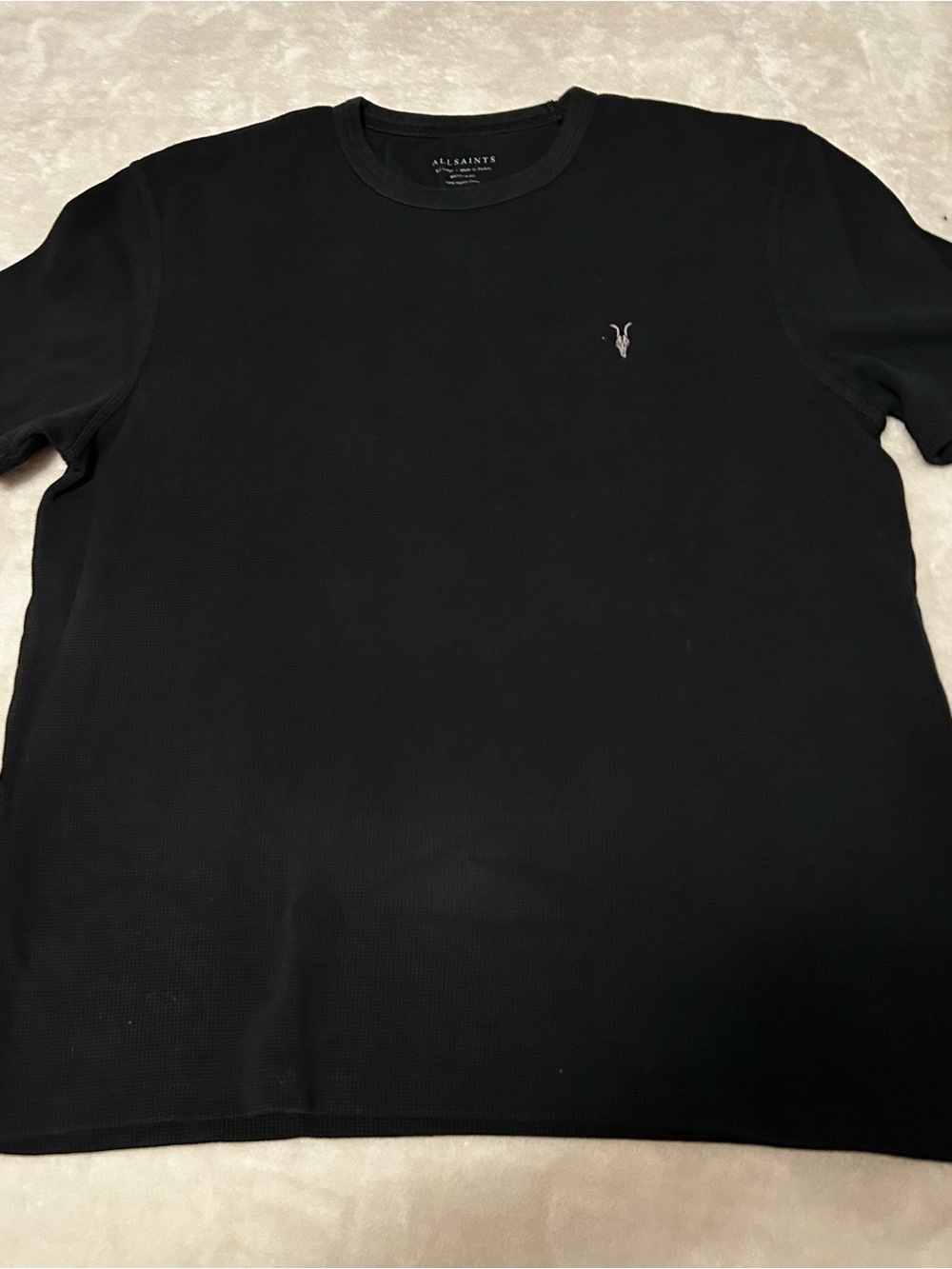 All Saints Men's Black Crew Neck Short Sleeve Shirt Ellis XXL